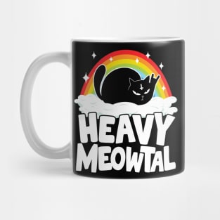 Heavy Meowtal Funny Cat Retro Rainbow Heavy Metal Cats Mug